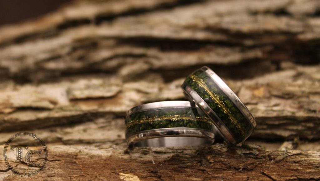 Lohikäärme Jade (Kultajuova) Terässormus 9 mm