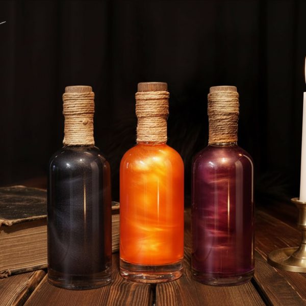 Taikaliemisetti Kapea pullo - Adventurers Courage, Potion of Dark Magic ja Poison Resistance